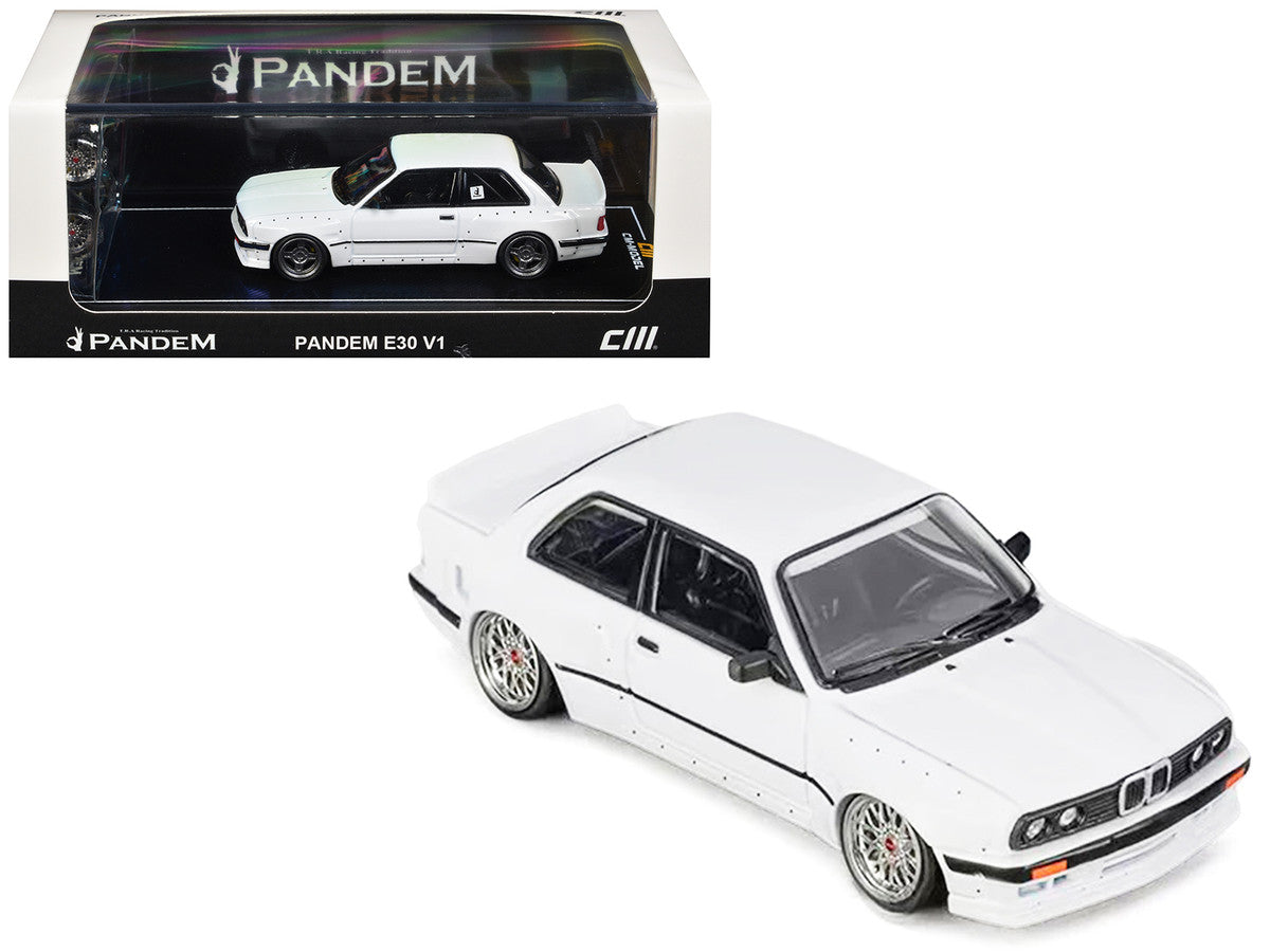 Pandem E30 V1 White with Extra Wheels 1/64 Diecast Model Car by CM Models-0