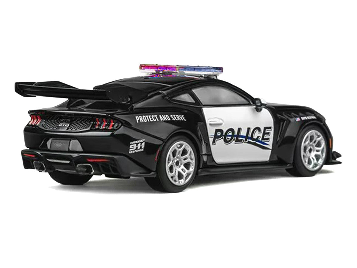 Ford Mustang GTD "Police" Black and White 1/64 Diecast Model Car by CM Models-2