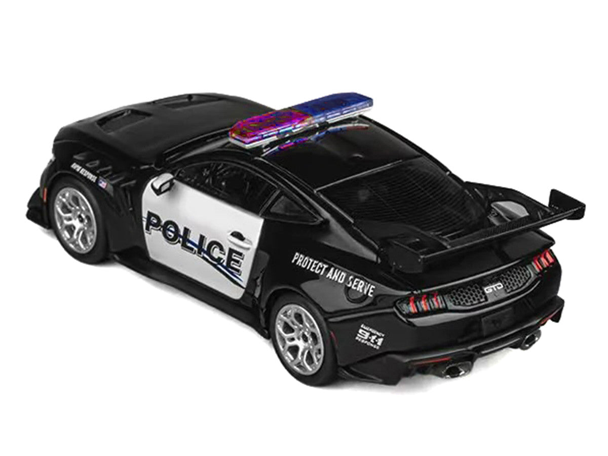 Ford Mustang GTD "Police" Black and White 1/64 Diecast Model Car by CM Models-1