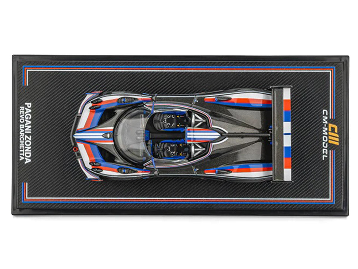 Pagani Zonda Revo Barchetta Carbon with Red White and Blue Stripes 1/64 Diecast Model Car by CM Model-3