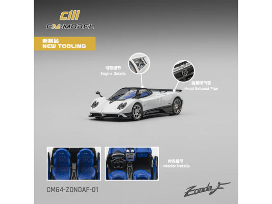 Pagani Zonda F Pearl White with Black Top 1/64 Diecast Model Car by CM Model-0