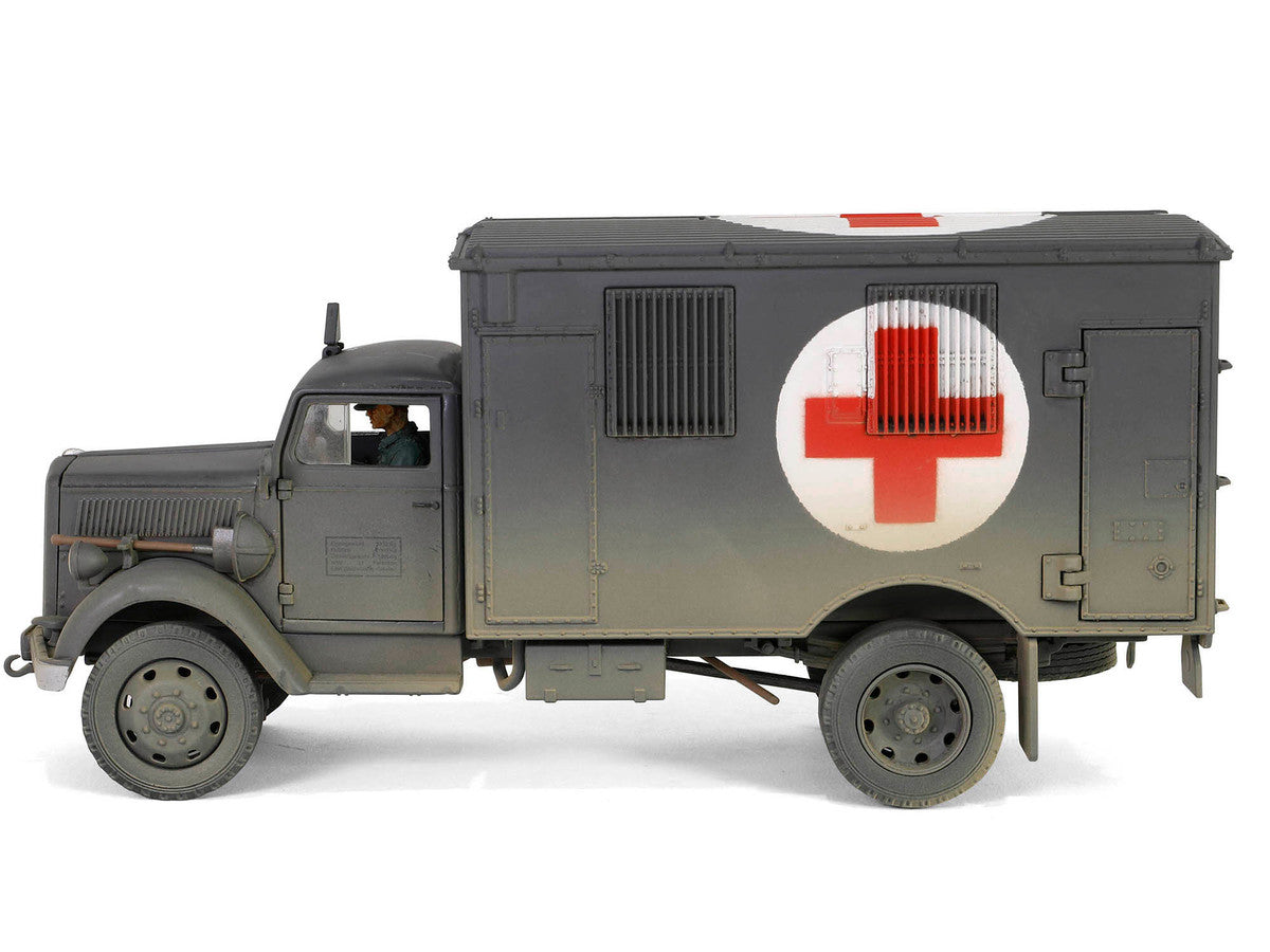 Opel-Blitz Kfz.305 Ambulance Gray (Weathered) "German Army" "Armoured Fighting Vehicle" Series 1/32 Diecast Model by Forces of Valor-3