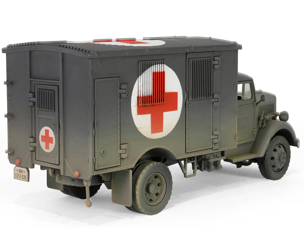 Opel-Blitz Kfz.305 Ambulance Gray (Weathered) "German Army" "Armoured Fighting Vehicle" Series 1/32 Diecast Model by Forces of Valor-2