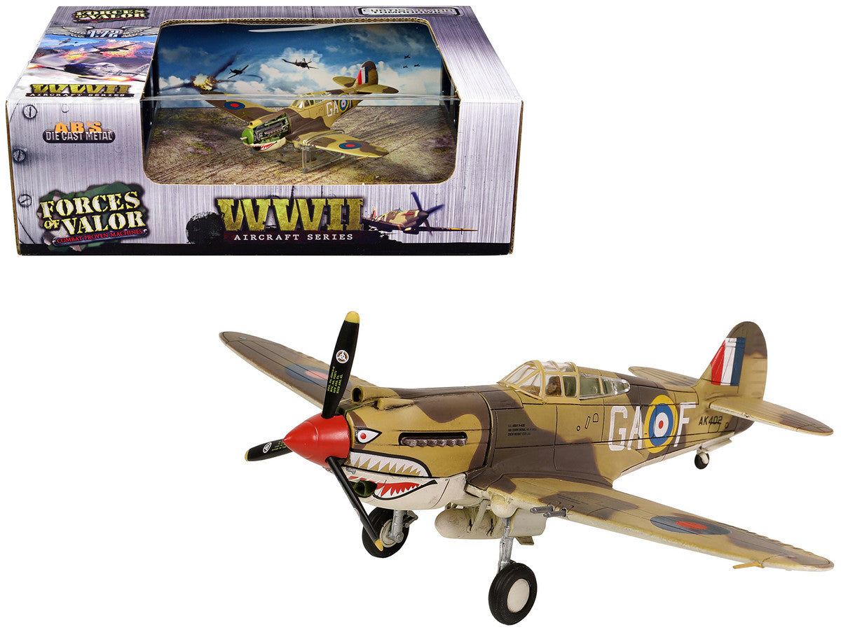 Curtiss P-40B Tomahawk MK IIB Aircraft Fighter "112 Squadron (Royal Air Force) AK402 GA-F North Africa" (October 1941) "WW2 Aircrafts Series" 1/72 Diecast Model by Forces of Valor-0