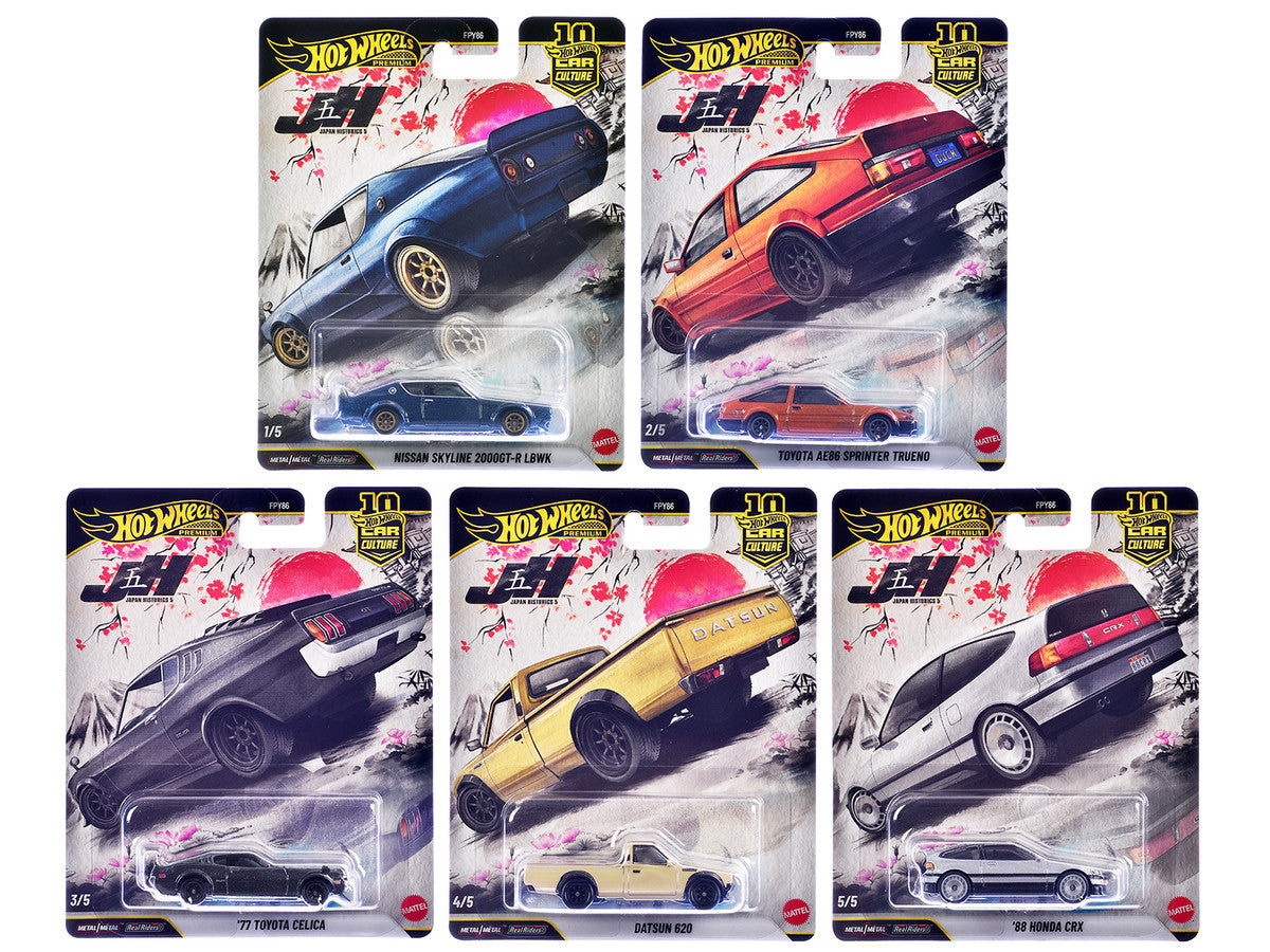 "Japan Historics 5" 5 piece Set "Car Culture 10th Anniversary" 2025 Series P Diecast Model Cars by Hot Wheels-1