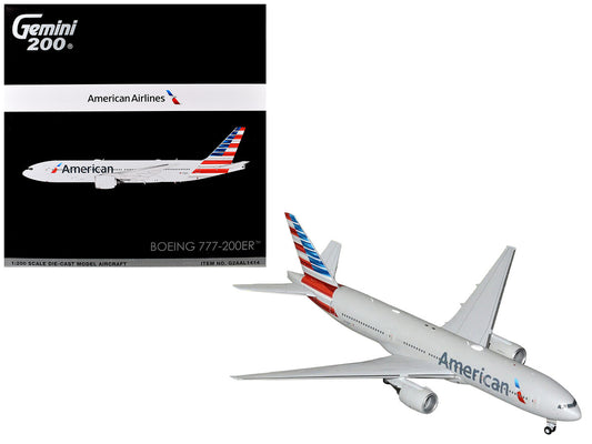 Boeing 777-200ER Commercial Aircraft "American Airlines" (N788AN) Silver with Striped Tail "Gemini 200" 1/200 Diecast Model Airplane by GeminiJets-0