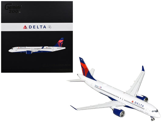 Airbus A220-300 Commercial Aircraft "Delta Air Lines" (N306DU) White with Red and Blue Tail "Gemini 200" Series 1/200 Diecast Model Airplane by GeminiJets-0