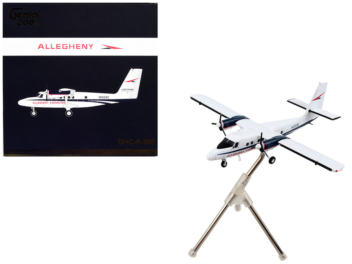 De Havilland DHC-6-300 Commercial Aircraft "Allegheny Airlines" White with Blue Stripes "Gemini 200" Series 1/200 Diecast Model Airplane by GeminiJets-0