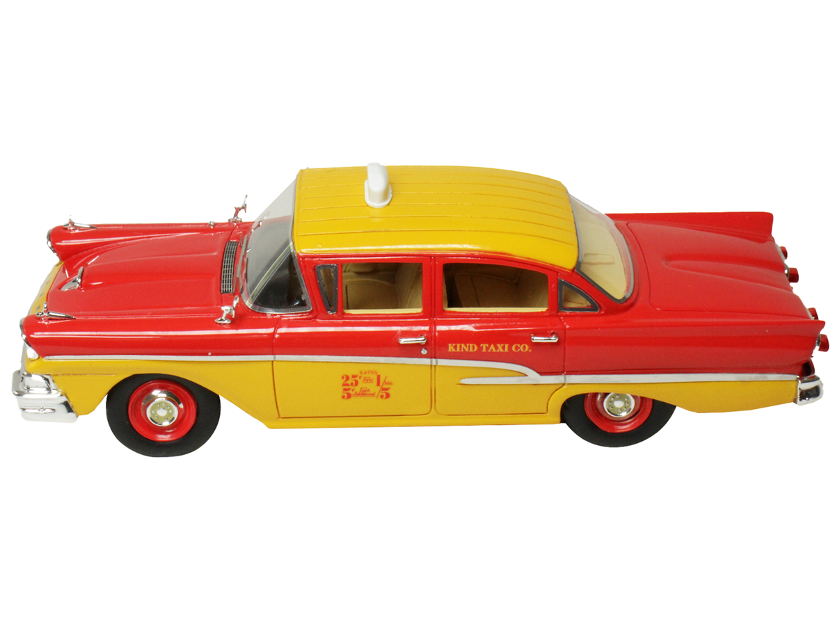 1958 Ford Custom 300 Taxi Cab "Kind Taxi Co." Red and Yellow with Yellow Interior Limited Edition to 200 pieces Worldwide 1/43 Model Car by Goldvarg Collection-3