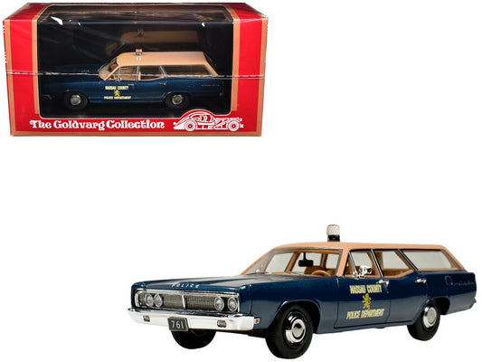 1970 Ford Country Squire Wagon Police Car "Nassau County Police Department" Blue and Tan Limited Edition to 200 pieces Worldwide 1/43 Model Car by Goldvarg Collection-0