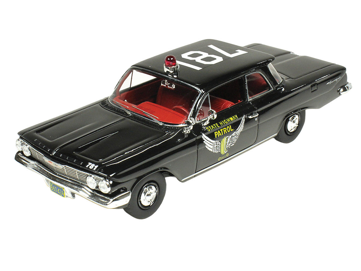 1961 Chevrolet Biscayne "Ohio State Highway Patrol" Black with Red Interior Limited Edition to 150 pieces Worldwide 1/43 Model Car by Goldvarg Collection-1