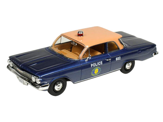 1961 Chevrolet Biscayne "Nassau County Police Department" Blue Metallic with Beige Top Limited Edition to 150 pieces Worldwide 1/43 Model Car by Goldvarg Collection-0