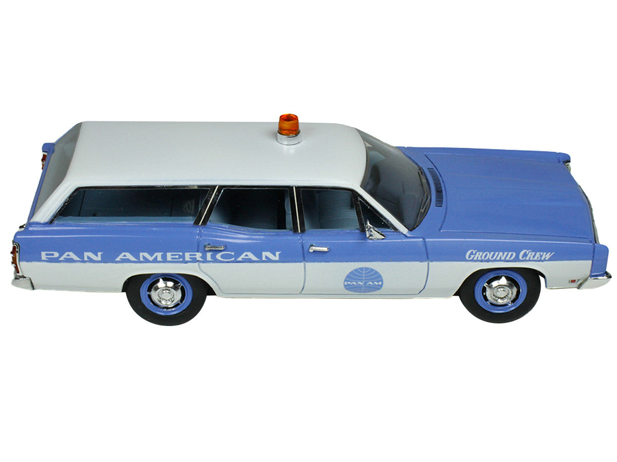 1970 Ford Galaxie Station Wagon Blue and White with Blue Interior "Pan-American Airlines Ground Crew" Limited Edition to 180 pieces Worldwide 1/43 Model Car by Goldvarg Collection-1