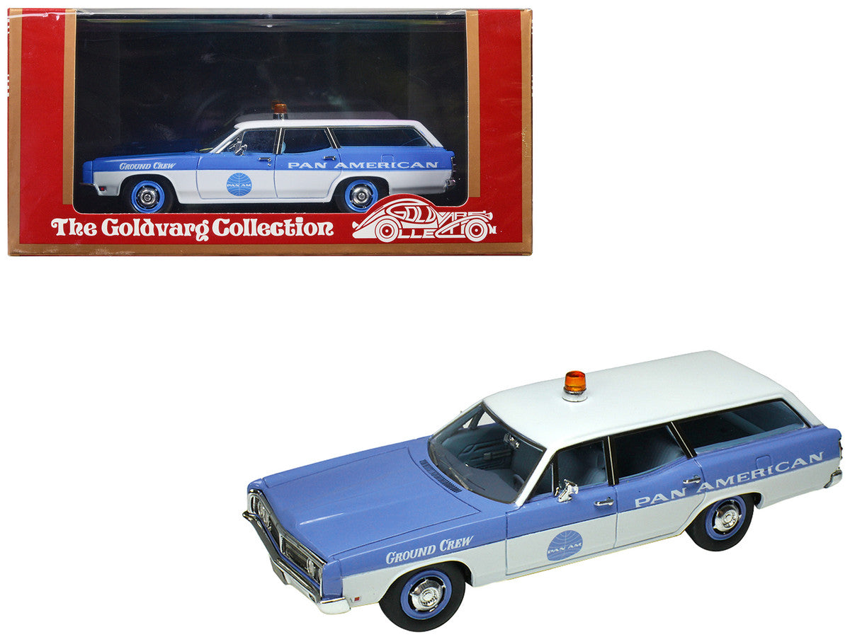 1970 Ford Galaxie Station Wagon Blue and White with Blue Interior "Pan-American Airlines Ground Crew" Limited Edition to 180 pieces Worldwide 1/43 Model Car by Goldvarg Collection-0