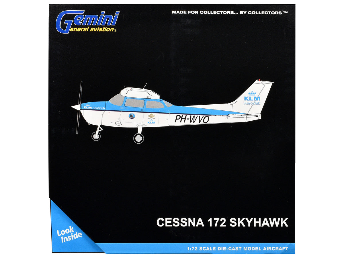 Cessna 172 Skyhawk Aircraft "KLM Aeroclub" (PH-WVO) Light Blue and White "Gemini General Aviation" Series 1/72 Diecast Model Airplane by GeminiJets-2