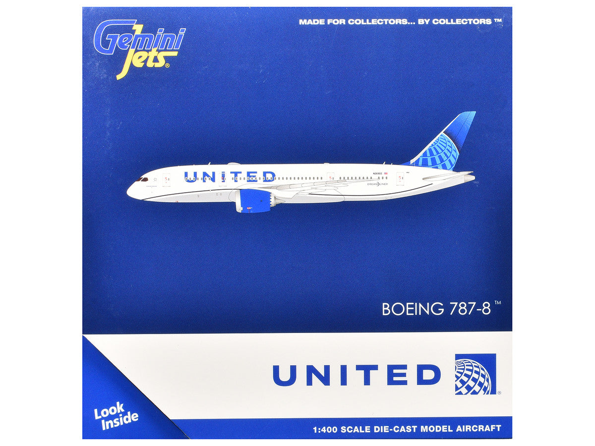 Boeing 787-8 Commercial Aircraft "United Airlines" (N26902) White with Blue Tail 1/400 Diecast Model Airplane by GeminiJets-2