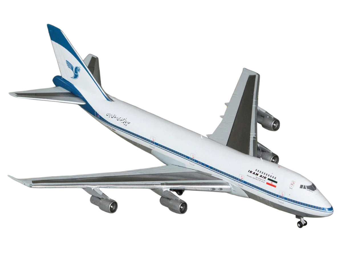 Boeing 747-100 Commercial Aircraft "Iran Air" (EP-IAM) White with Blue Stripes 1/400 Diecast Model by GeminiJets-0