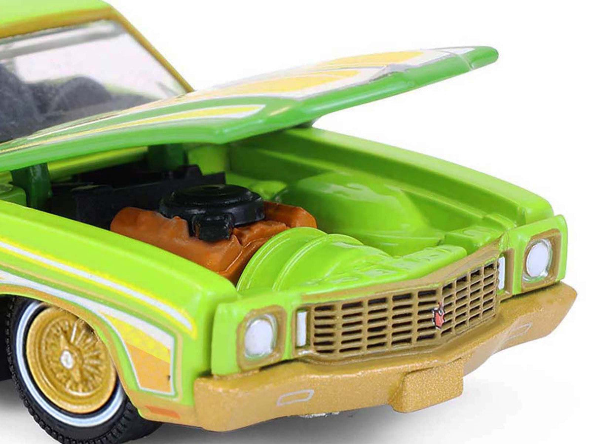 1970 Chevrolet Monte Carlo Lowrider "Michael Heralda Special Edition" Lime Green with Graphics "Hobby Exclusive" Series 1/64 Diecast Model Car by Greenlight-2