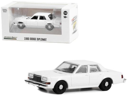 1980-1989 Dodge Diplomat Police Unmarked White "Hot Pursuit" "Hobby Exclusive" Series 1/64 Diecast Model Car by Greenlight-0