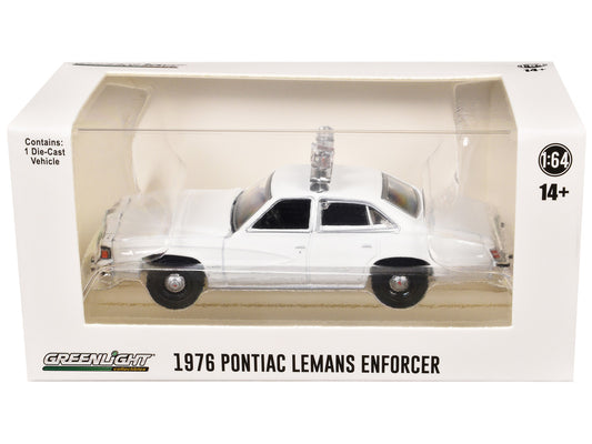 1976-77 Pontiac LeMans Enforcer White with Light Bar "Hot Pursuit - Hobby Exclusive" Series 1/64 Diecast Model Car by Greenlight-0