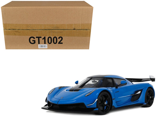 2025 Koenigsegg Jesko Blue Metallic with Black Stripes 1/18 Model Car by GT Spirit-0