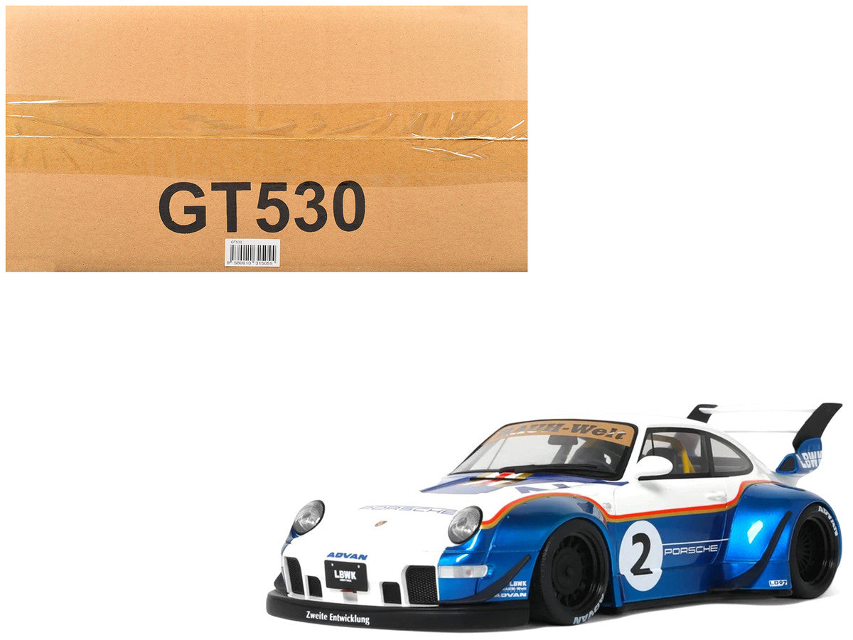 2023 RWB x Liberty Walk 993 #2 White and Blue Metallic with Graphics 1/18 Model Car by GT Spirit-4