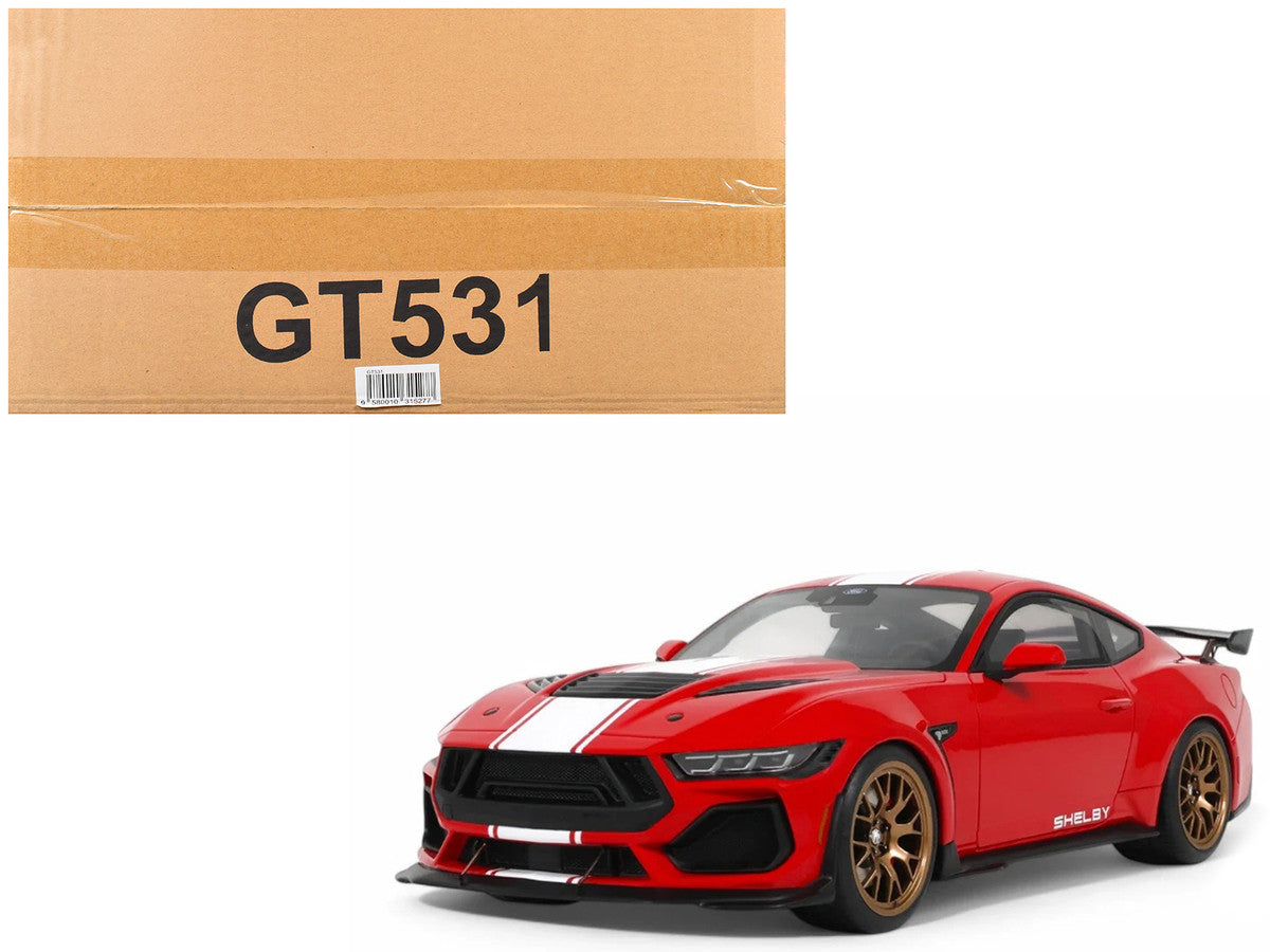 2025 Shelby Mustang Supersnake Race Red with White Stripes 1/18 Model Car by GT Spirit-4