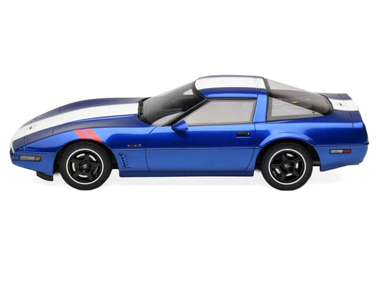 1996 Chevrolet Corvette C4 Grand Sport Blue Metallic with White Stripe 1/18 Model Car by GT Spirit-0