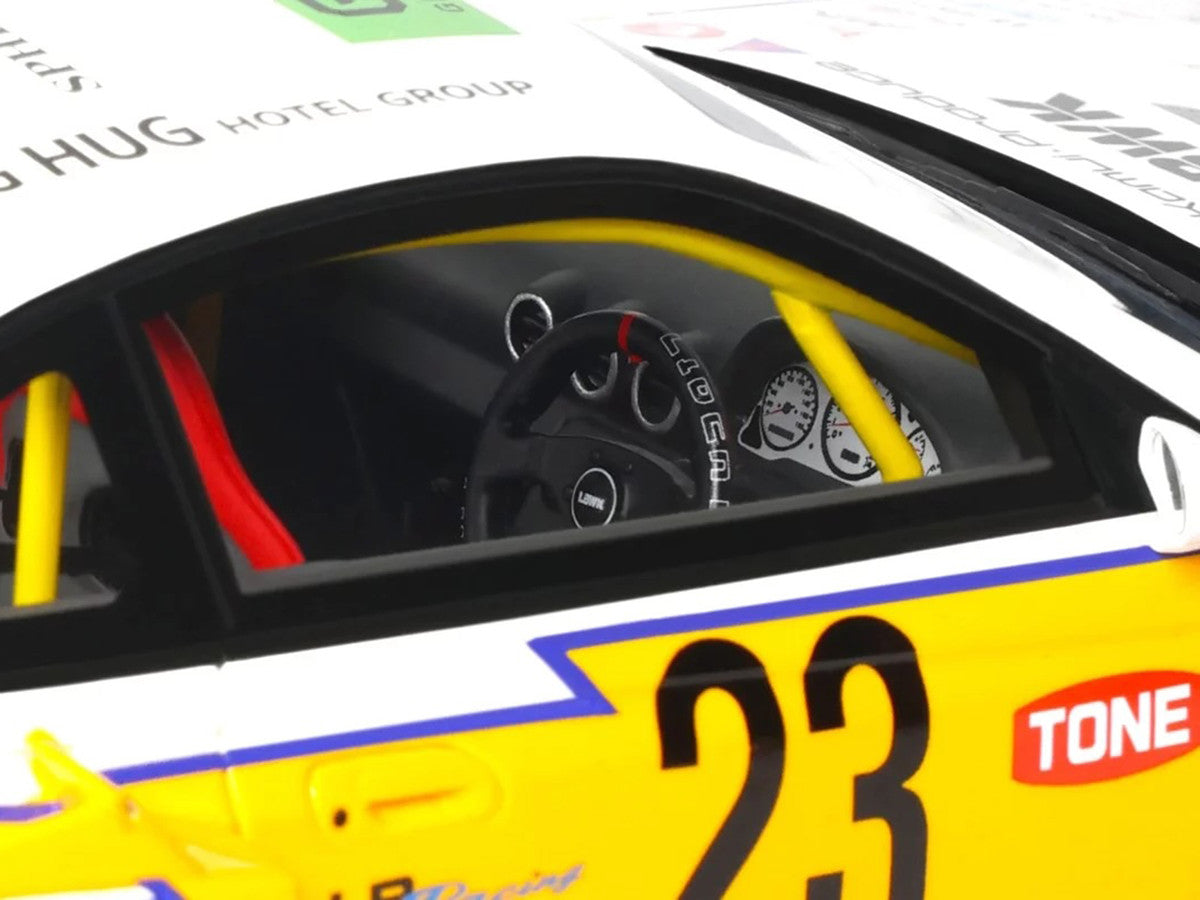 2021 Nissan Silvia (S15) LB-Super Silhouette RHD (Right Hand Drive) #23 White with Yellow Stripes 1/18 Model Car by GT Spirit-1
