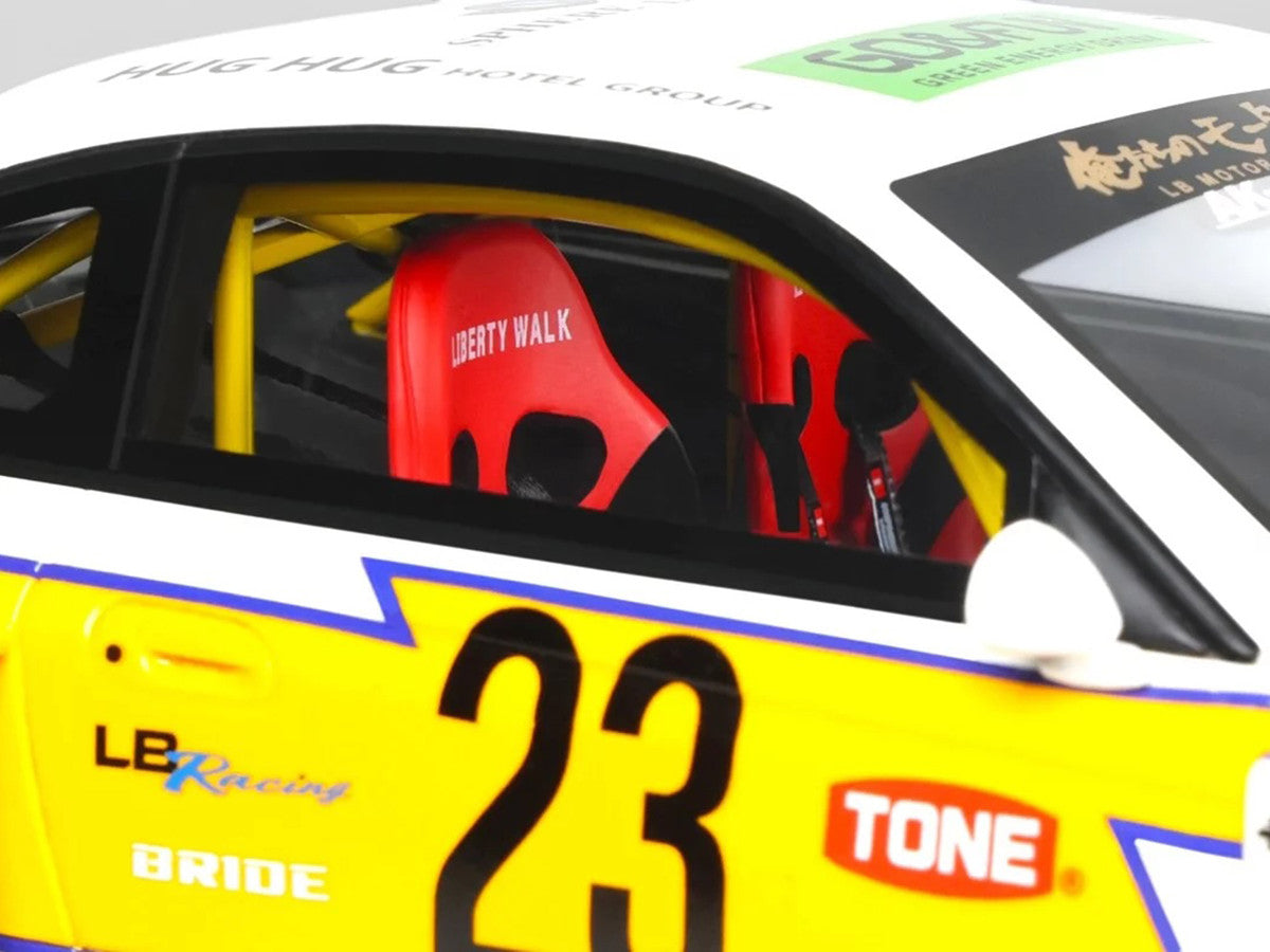 2021 Nissan Silvia (S15) LB-Super Silhouette RHD (Right Hand Drive) #23 White with Yellow Stripes 1/18 Model Car by GT Spirit-2