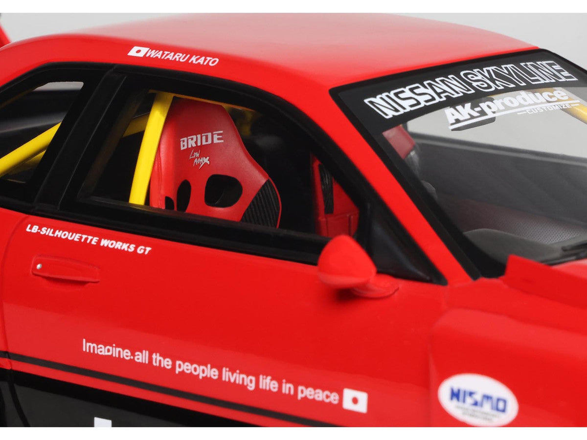 2020 Nissan Skyline GT-R (R34) LB-Super Silhouette RHD (Right Hand Drive) #5 Red and Black 1/18 Model Car by GT Spirit-1