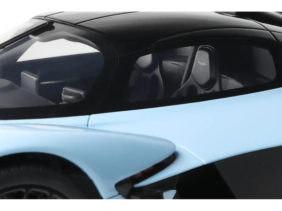 2023 Aston Martin Valkyrie Light Blue with Black Top 1/18 Model Car by GT Spirit-3