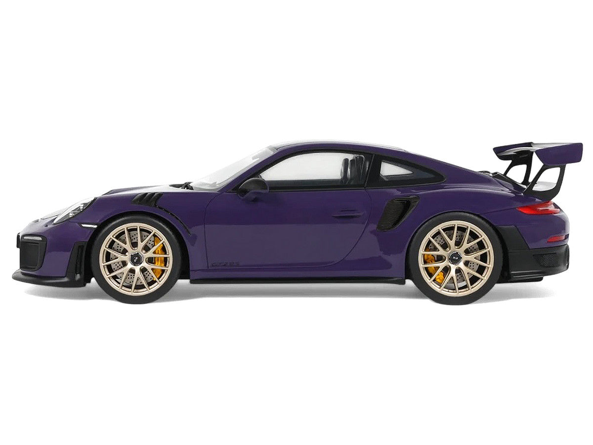 2021 Porsche 911 (991.2) GT2 RS Ultraviolet Metallic with Carbon Stripes 1/18 Model Car by GT Spirit-3