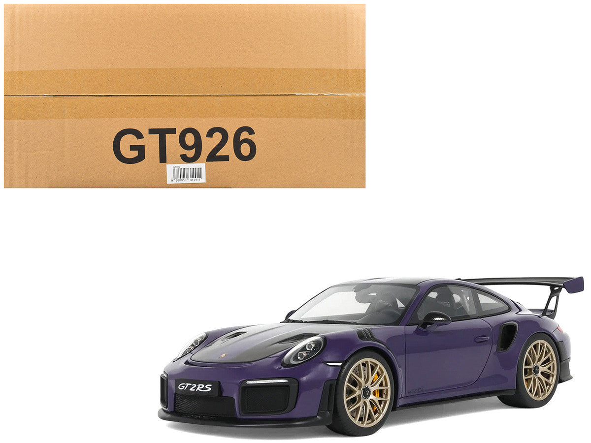 2021 Porsche 911 (991.2) GT2 RS Ultraviolet Metallic with Carbon Stripes 1/18 Model Car by GT Spirit-4
