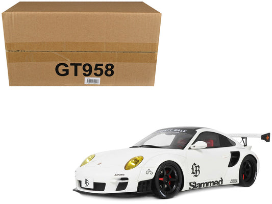 2024 Porsche 911 Turbo LB-Works White with Black Top 1/18 Model Car by GT Spirit-0