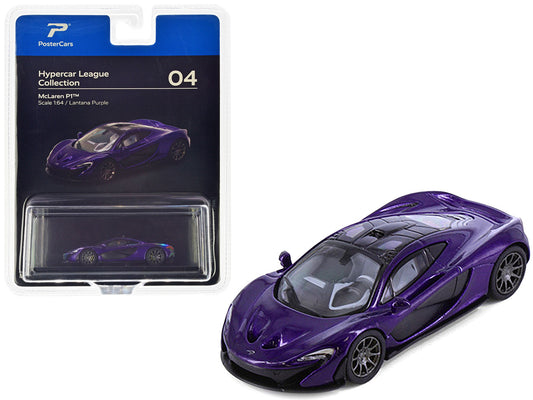 McLaren P1 Lantana Purple Metallic with Black Top "Hypercar League Collection" 1/64 Diecast Model Car by PosterCars-0