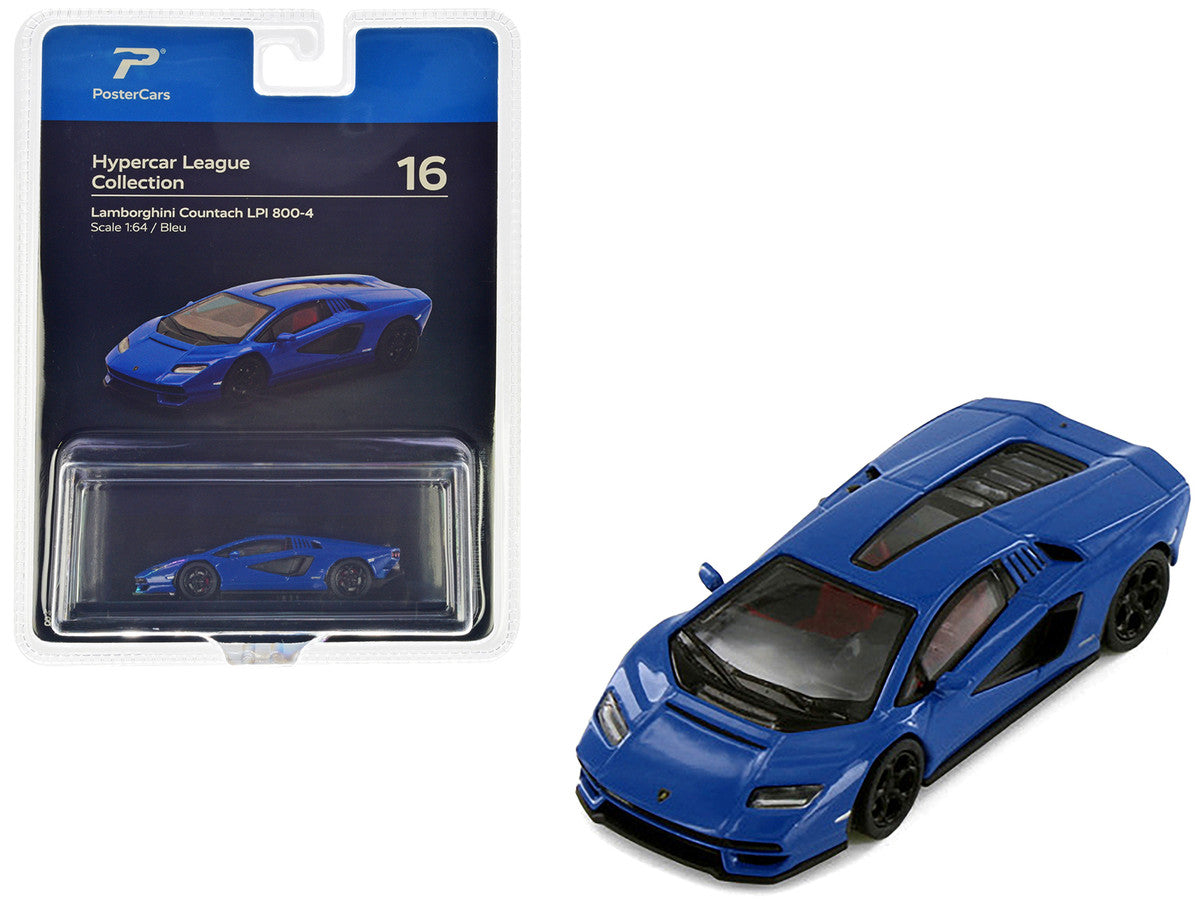 Lamborghini Countach LPI 800-4 Blue "Hypercar League Collection" 1/64 Diecast Model Car by PosterCars-0