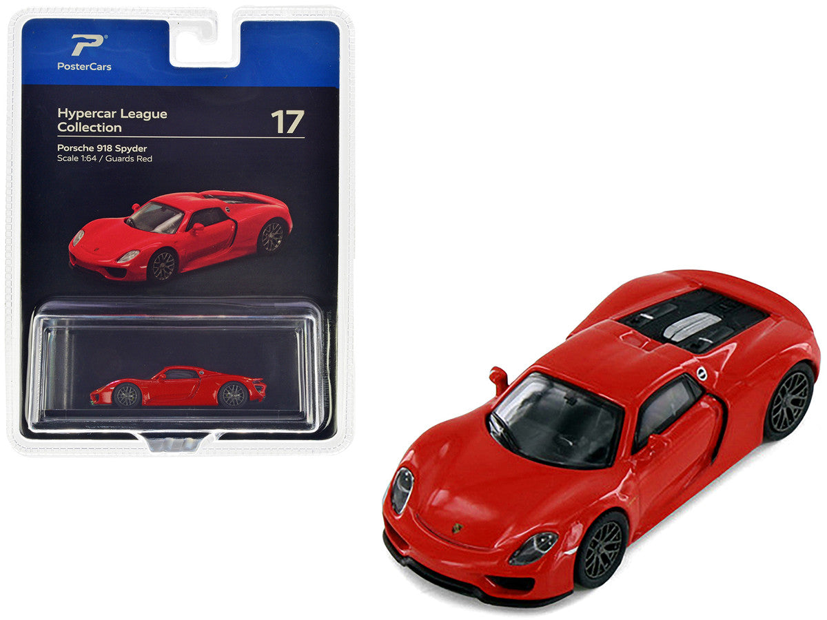 Porsche 918 Spyder Guards Red "Hypercar League Collection" 1/64 Diecast Model Car by PosterCars-0