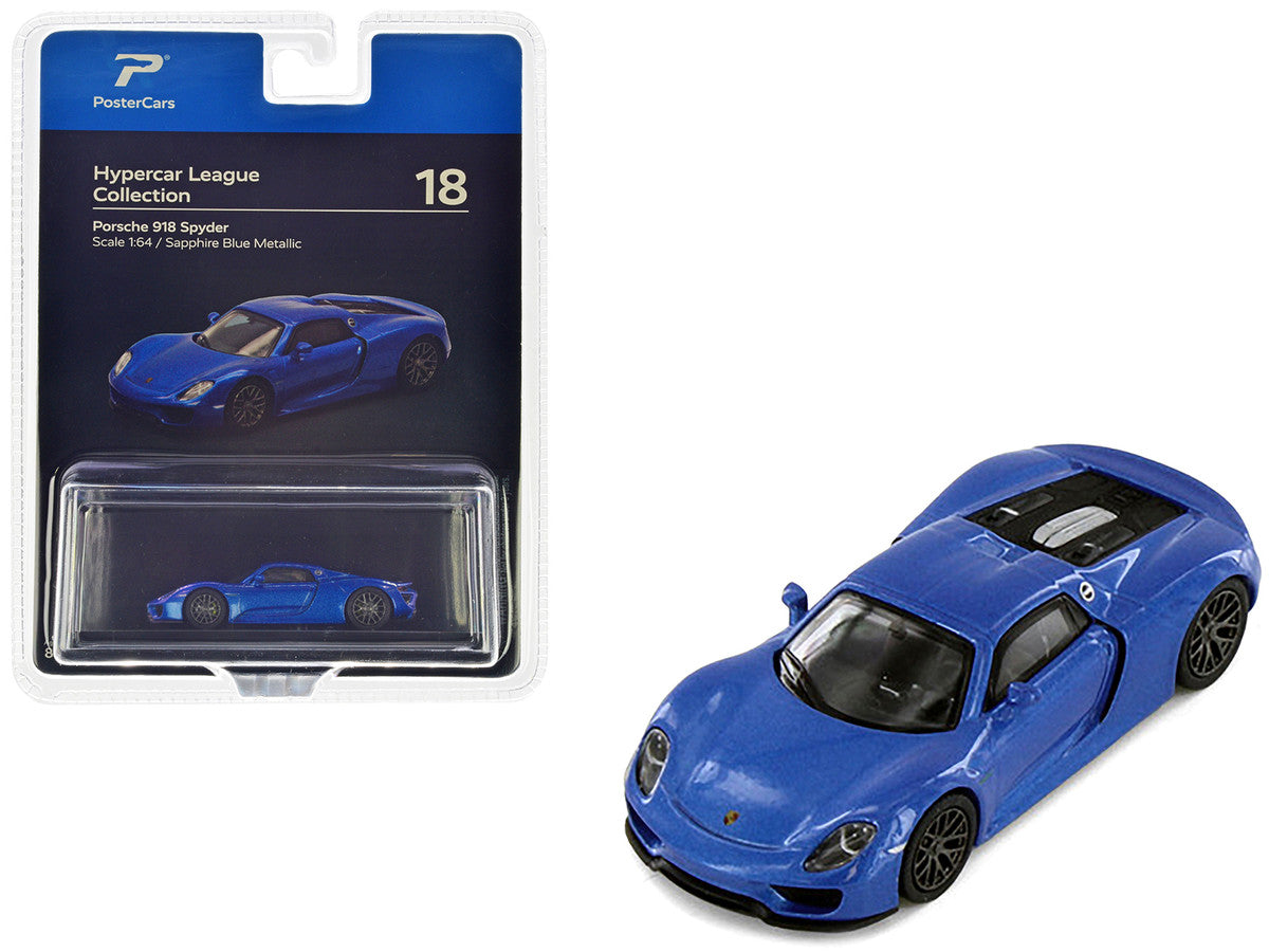 Porsche 918 Spyder Sapphire Blue Metallic "Hypercar League Collection" 1/64 Diecast Model Car by PosterCars-0