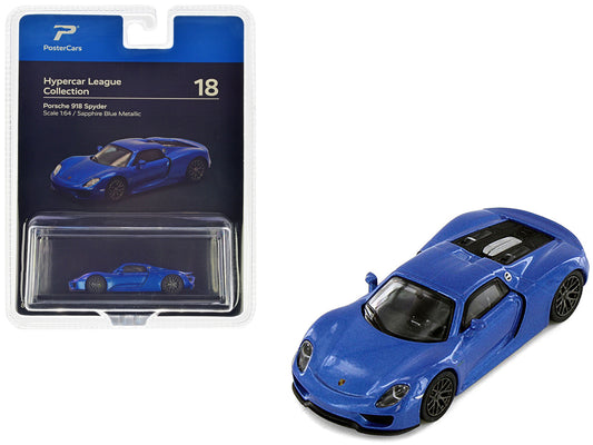 Porsche 918 Spyder Sapphire Blue Metallic "Hypercar League Collection" 1/64 Diecast Model Car by PosterCars-0