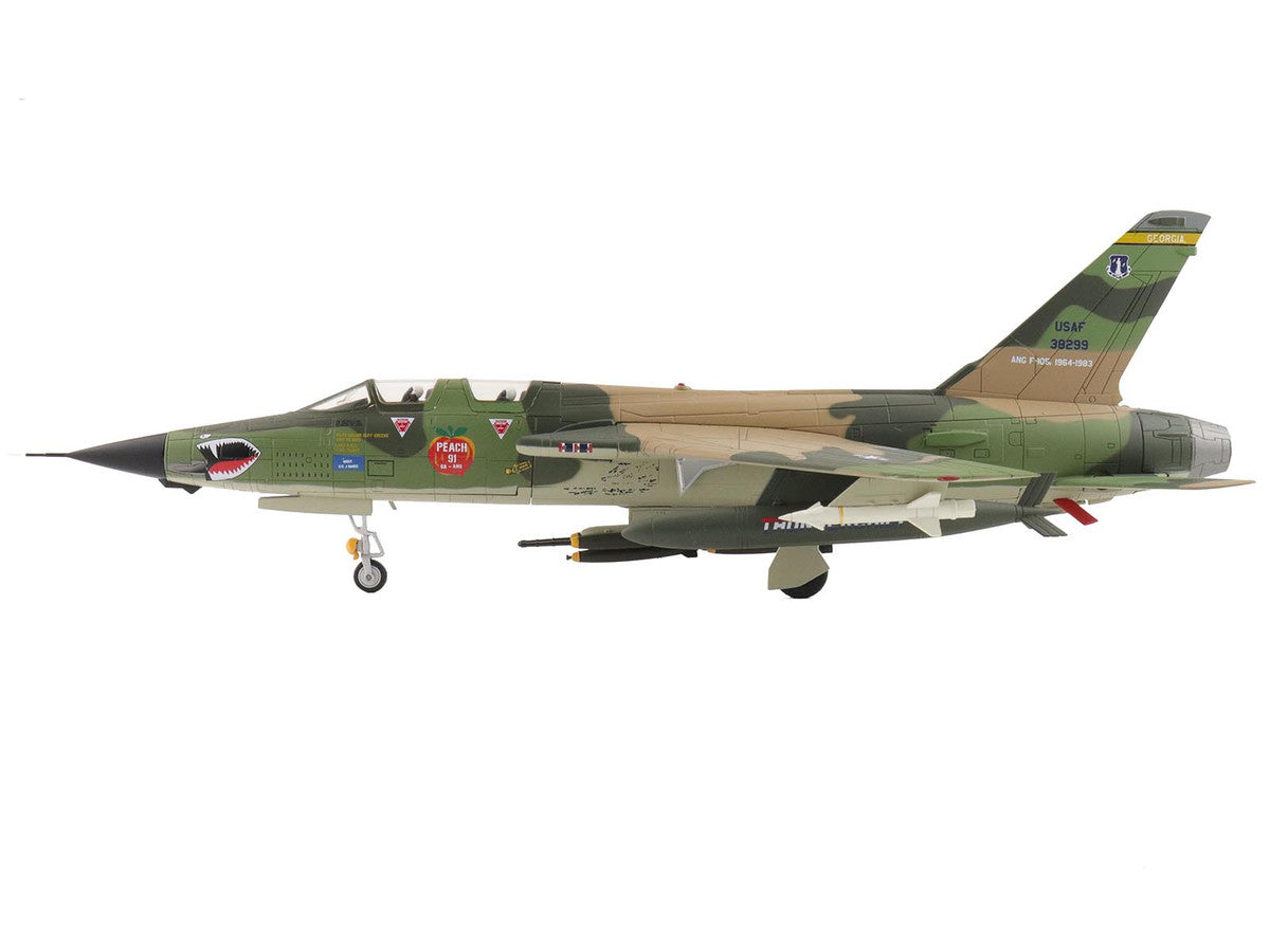 Republic F-105F Thunderchief Fighter-Bomber Aircraft "63-8299 Peach 91 128th Tactical Fighter Squadron Georgia ANG Dobbins Air Reserve Base" United States Air Force "Air Power Series" 1/72 Diecast Model by Hobby Master-0