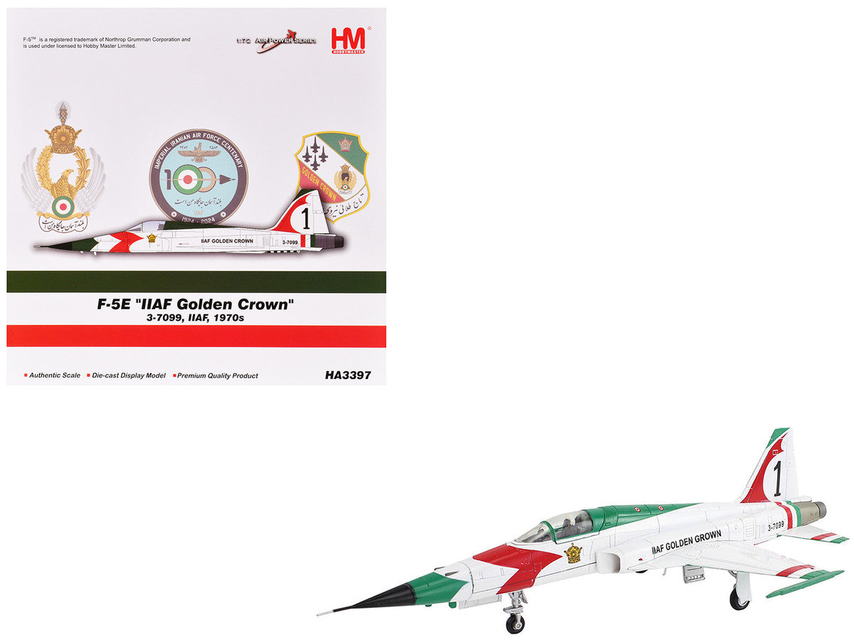 Northrop F-5E Tiger II Aircraft "#1 3-7099 IIAF Golden Crown" Imperial Iranian Air Force "Air Power Series" 1/72 Diecast Model by Hobby Master-4