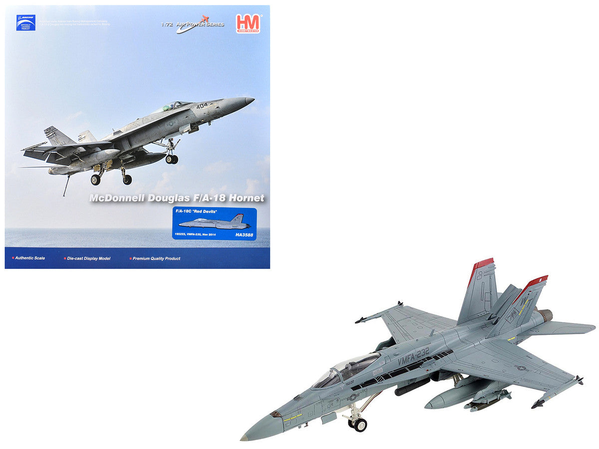 McDonnell Douglas F/A-18C Hornet Aircraft "VMFA-232 Red Devils" (2014) United States Marine Corps "Air Power Series" 1/72 Diecast Model by Hobby Master-0