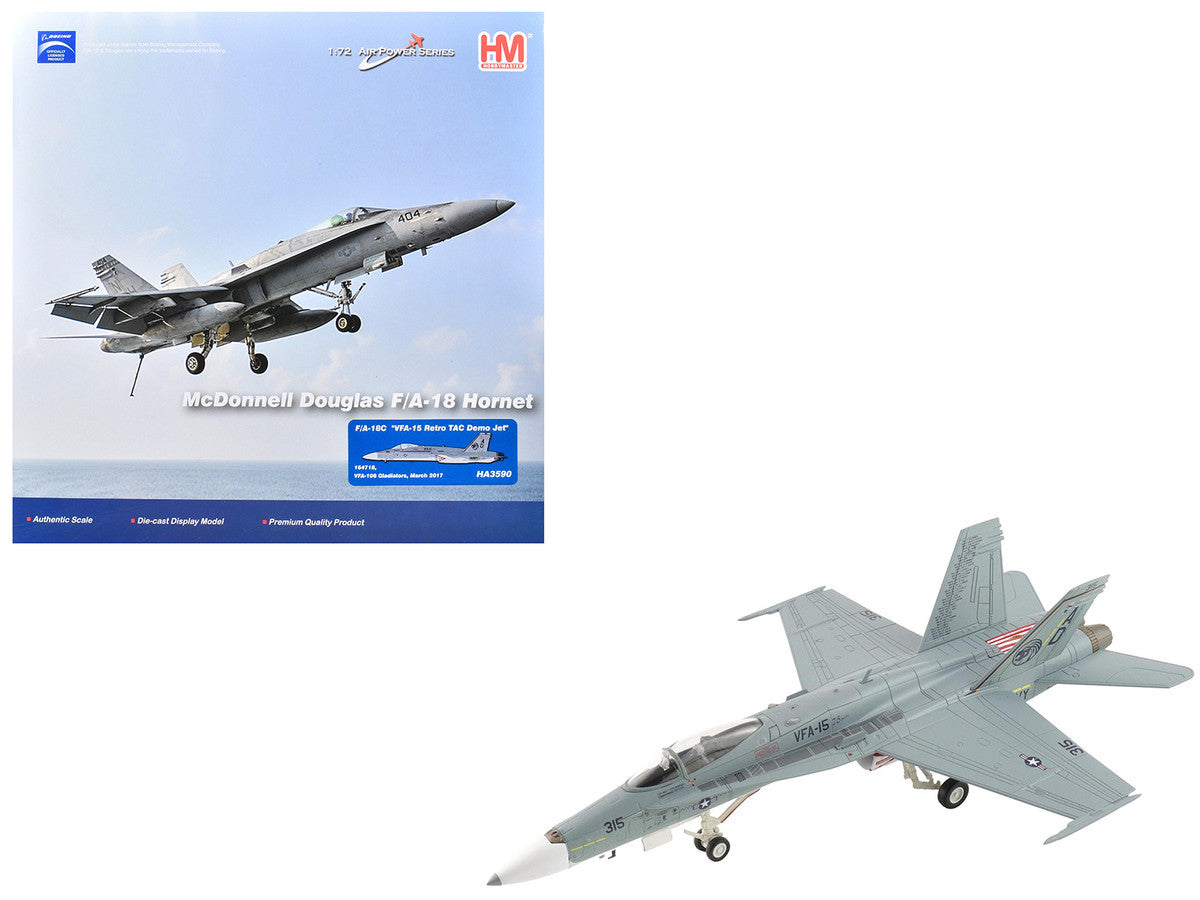 McDonnell Douglas F/A-18C Hornet Aircraft "VFA-15 Retro TAC Demo Jet VFA-106 Gladiators" (2017) United States Navy "Air Power Series" 1/72 Diecast Model by Hobby Master-0