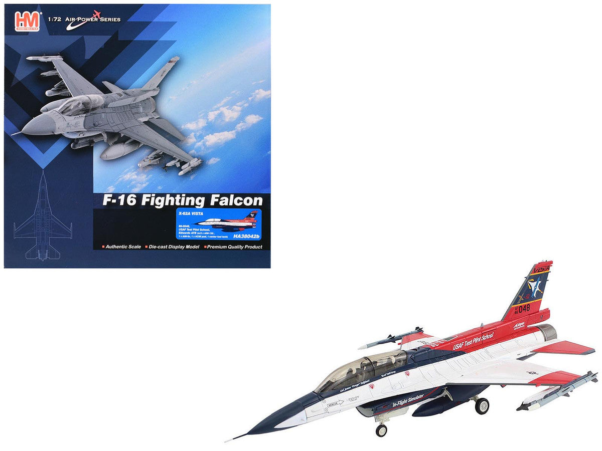 General Dynamics X-62A VISTA Aircraft with Missiles "86-0048 USAF Test Pilot School Edwards Air Force Base" (2024) United States Air Force "Air Power Series" 1/72 Diecast Model by Hobby Master-0
