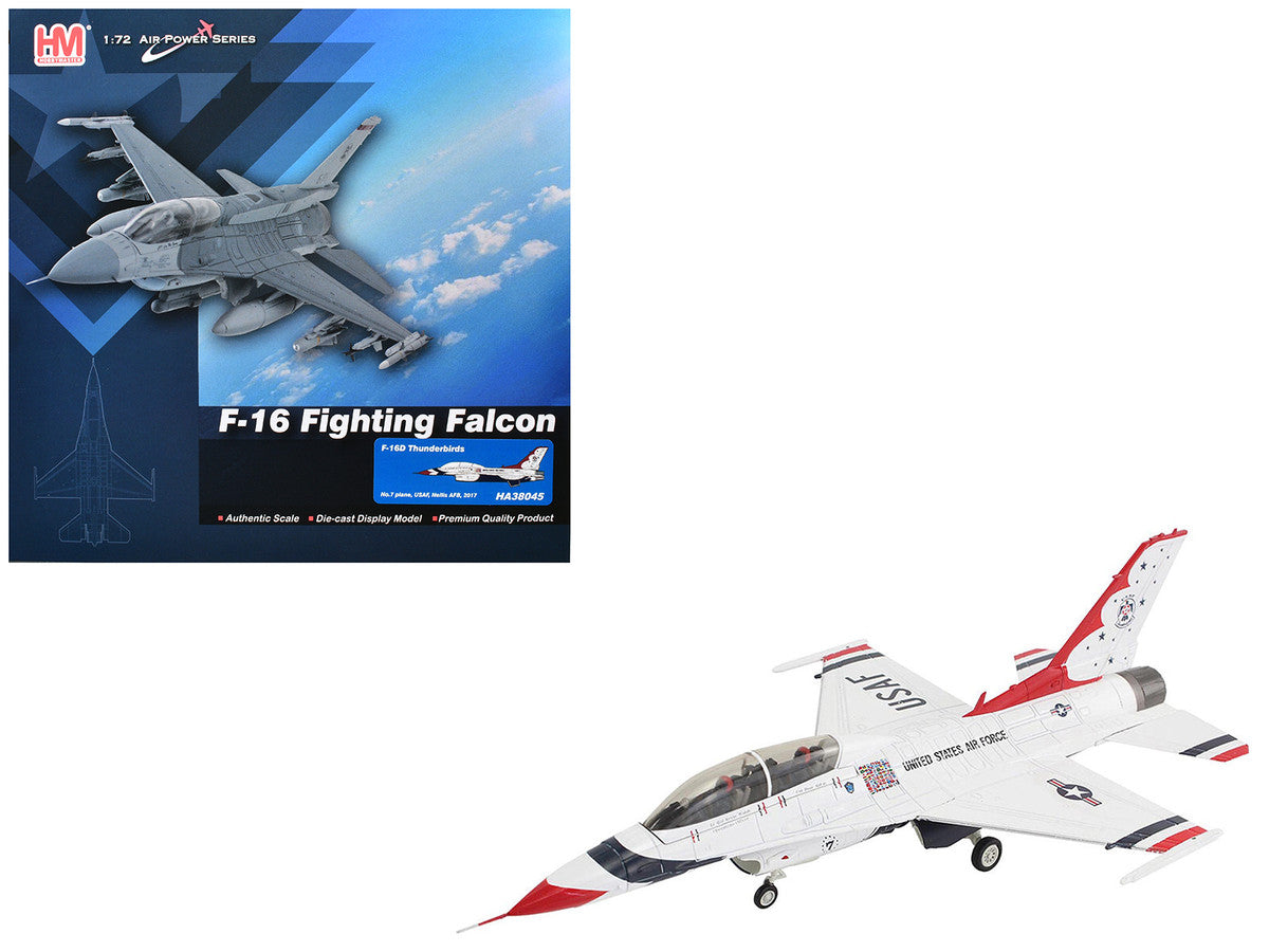 Lockheed F-16D Fighting Falcon Fighter Aircraft "No.7 Thunderbirds Nellis Air Force Base" (2017) United States Air Force "Air Power Series" 1/72 Diecast Model by Hobby Master-3