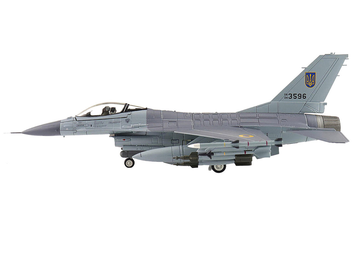 Lockheed F-16AM Fighting Falcon Fighter Aircraft "UA24-3596 Pylon Integrated Dispenser System Plus" (2024) Ukrainian Air Force "Air Power Series" 1/72 Diecast Model by Hobby Master-0