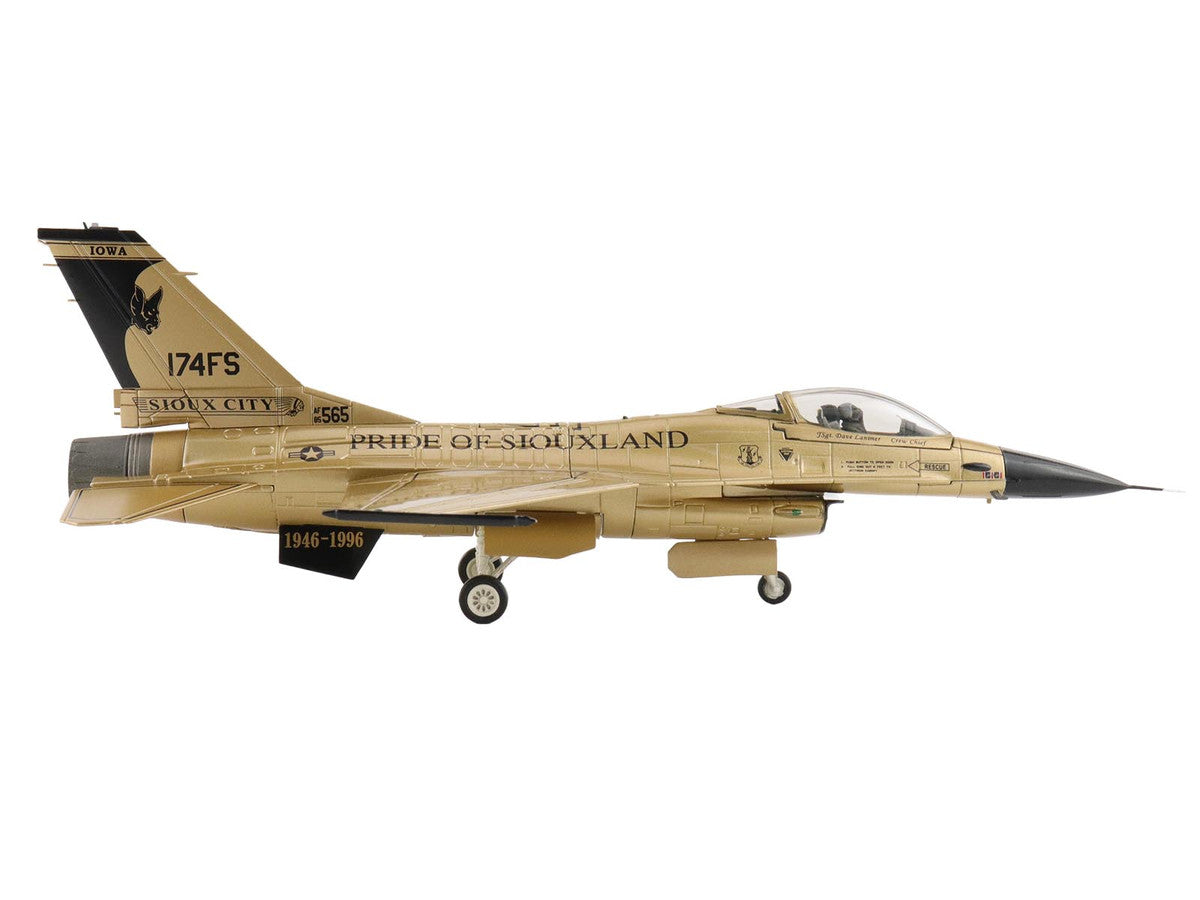 Lockheed F-16A Fighting Falcon Fighter Aircraft "85-1565 Golden Bat Viper 185 ARW Iowa ANG Squadron 50th Anniversary" (2022) United States Air Force "Air Power Series" 1/72 Diecast Model by Hobby Master-0