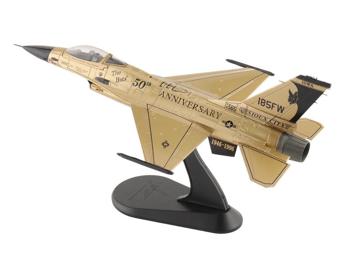 Lockheed F-16A Fighting Falcon Fighter Aircraft "85-1565 Golden Bat Viper 185 ARW Iowa ANG Squadron 50th Anniversary" (2022) United States Air Force "Air Power Series" 1/72 Diecast Model by Hobby Master-1