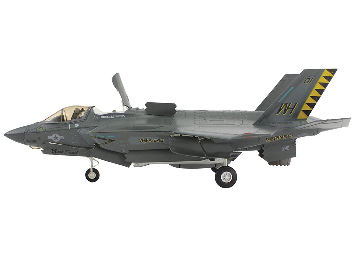 Lockheed Martin F-35B Lightning II Aircraft "Black Death VMFA-542 MCAS Cherry Point" (2023) United States Marine Corps "Air Power Series" 1/72 Diecast Model by Hobby Master-1